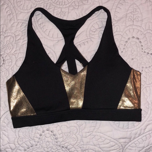 black and gold sports bra